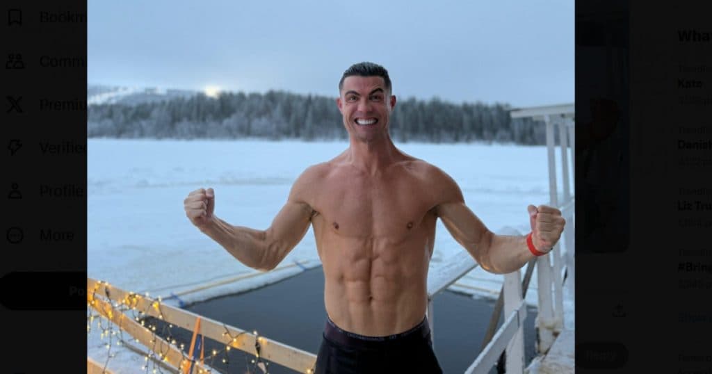 Cristiano Ronaldo, vacanță în Laponia. Starul din campionatul saudit a făcut o baie la -20 de grade Celsius.