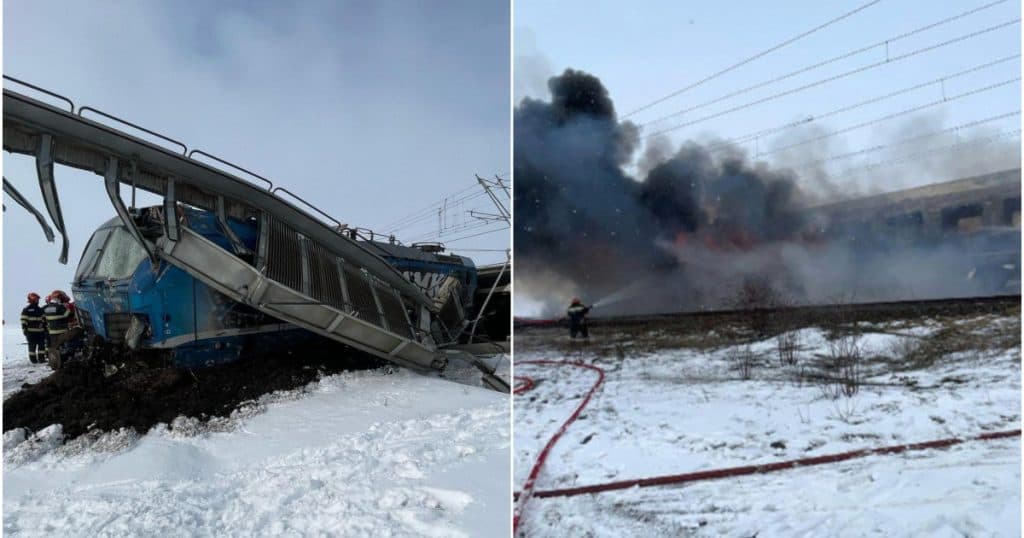 Incidente în lanț pe calea ferată. Ultimele imagini cu trenul condus de bărbatul care a decedat în tragedia feroviară din Olt.