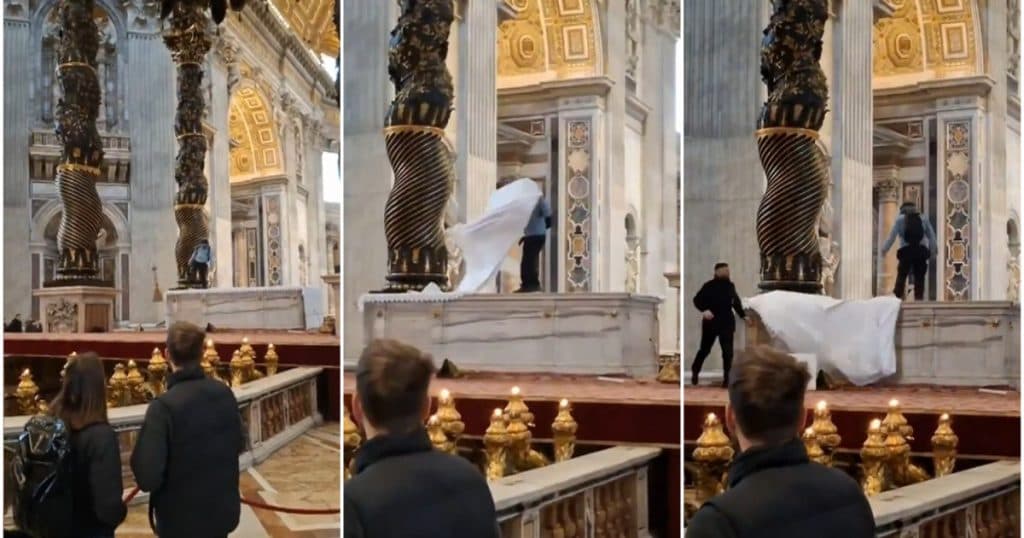 Un român a distrus un altar și mai multe candelabre în Bazilica Sfântul Petru de la Vatican, incidentul fiind surprins de turiști.