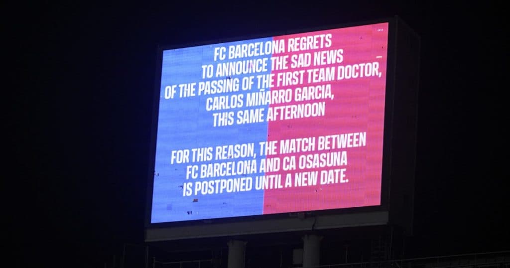 Jucătorii de la FC Barcelona au aflat de decesele medicului echipei cu câteva minute înainte de meciul cu Osasuna.