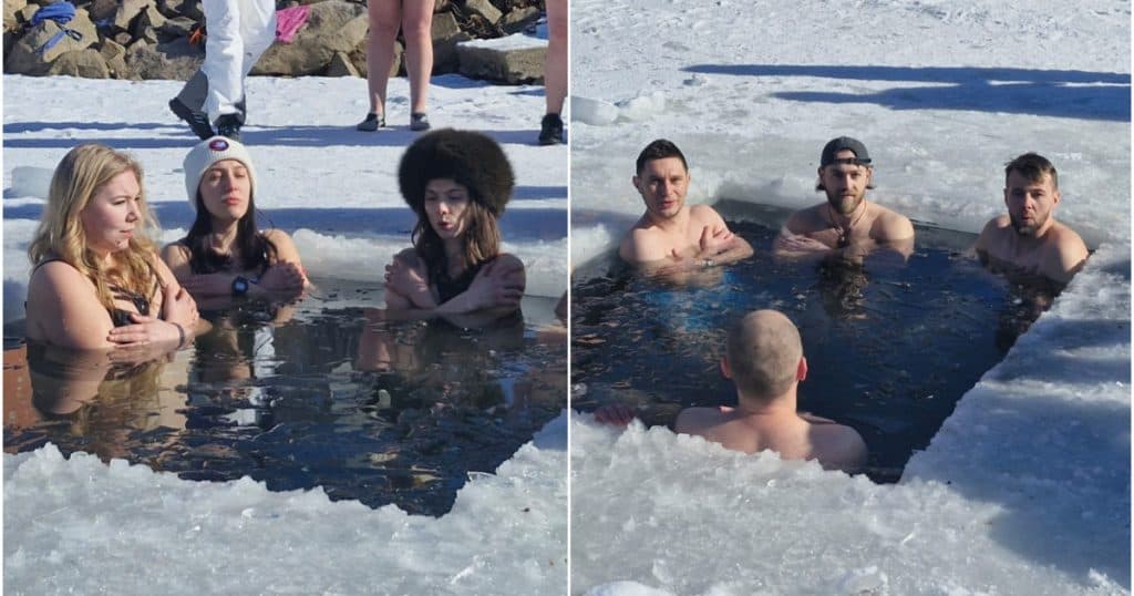 Baie la copcă într-o tabără din Maramureș: Experiența mai multor tineri în apa înghețată a lacului Mogoșa, la -7 grade Celsius