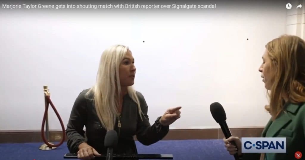 Ieșire nervoasă a reprezentantei MAGA din Camera Reprezentanților, Marjorie Taylor Greene, în fața unei jurnaliste britanice.