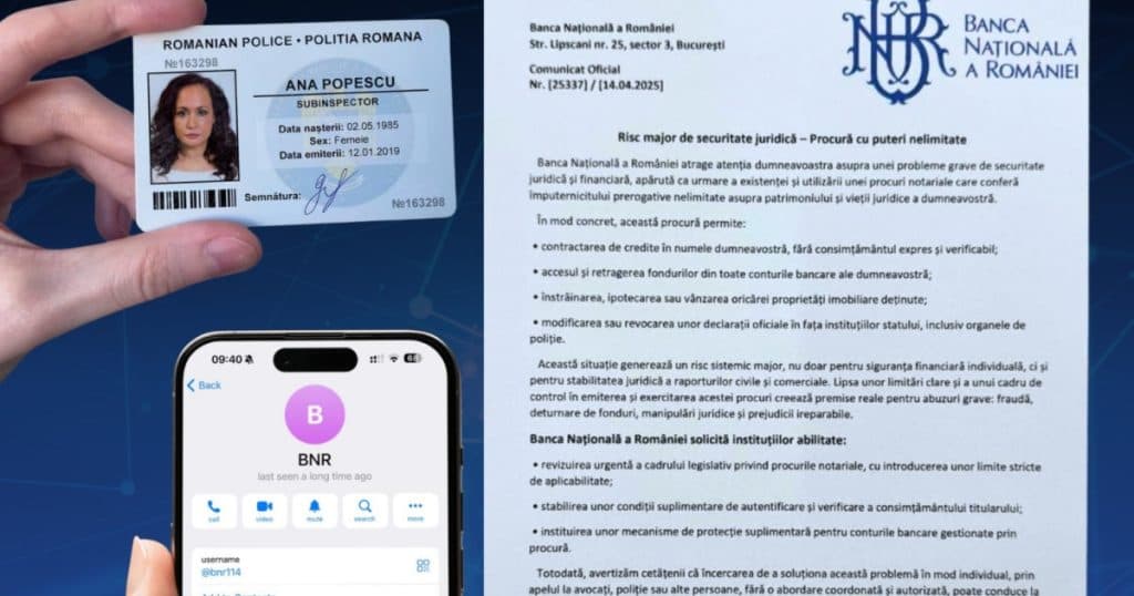 Fraudă prin apeluri telefonice false în numele Poliției și BNR. Avertismentul DNSC: Modalitățile prin care infractorii dobândesc informații bancare confidențiale.