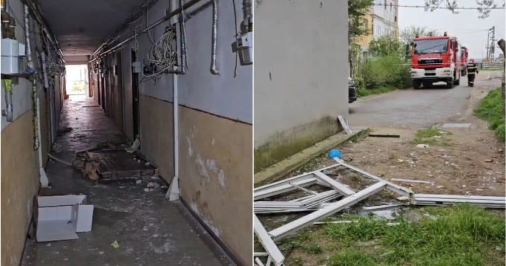 Explozie într-un bloc din Balș: A fost activat Planul Roșu de Intervenție. Două persoane au fost rănite, iar una a fost preluată cu elicopterul SMURD.