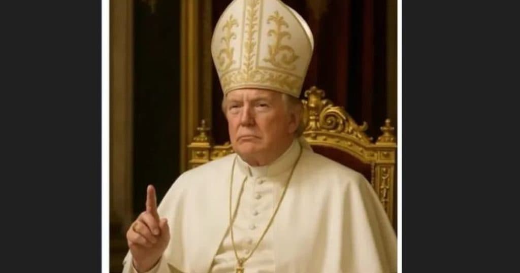 Trump a publicat pe rețelele de socializare o imagine cu el îmbrăcat în papă.