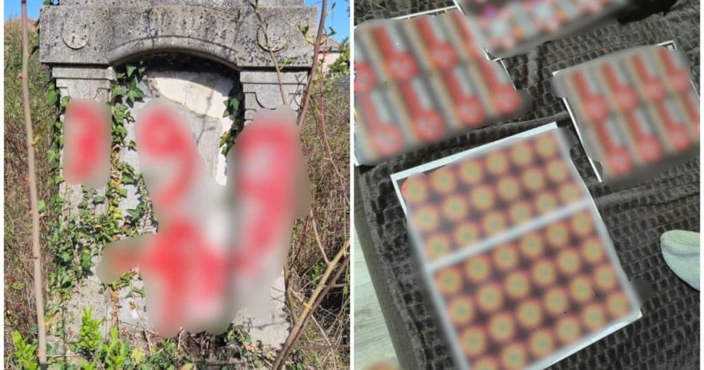 Cimitir vandalizat cu semne naziste de trei tineri: s-au filmat și au publicat imaginile pe rețelele sociale. Ce părere au polițiștii.