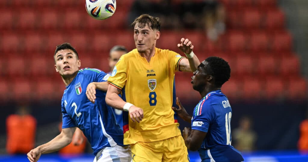 Euro 2025 U21 Italia – România, scor final: 1 – 0. „Tricolorii mici” pierd o lovitură de pedeapsă. Gol anulat din cauza unei poziții de offside.
