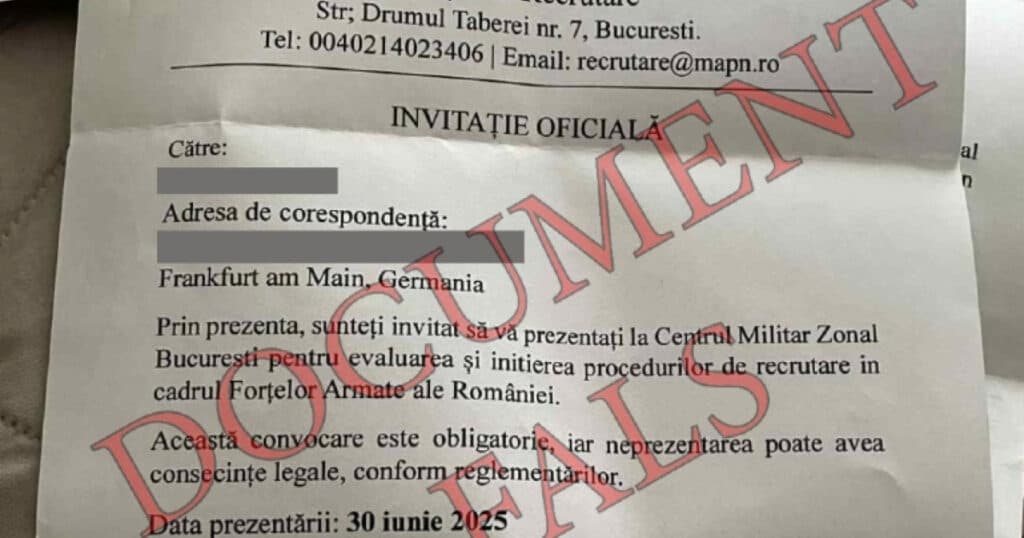 MApN: Cetățenii români din diaspora nu sunt solicitați la centrele de recrutare. „Acest document este fals”