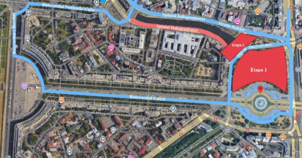 Încep lucrările la Planșeul Unirii. Zona în care circulația va fi restricționată în următoarele 6 luni, începând de marți.