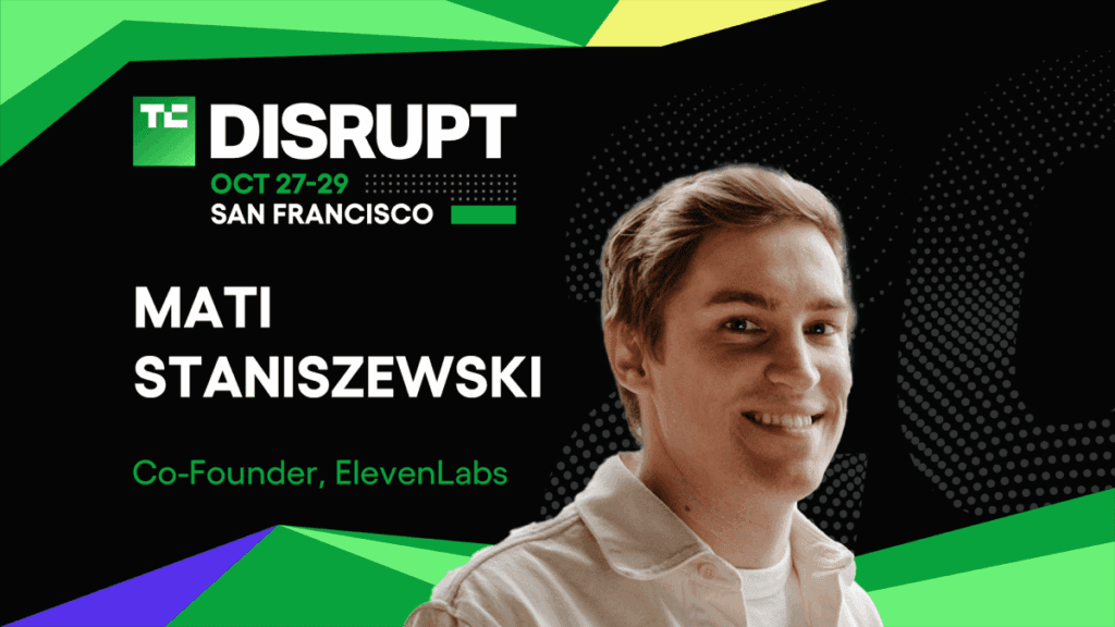 Descoperirea viitorului inteligenței artificiale vocale alături de Mati Staniszewski la TechCrunch Disrupt 2025.