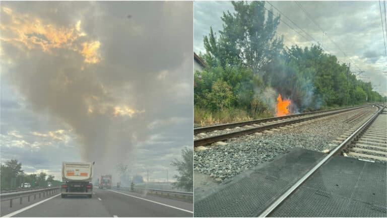 Traficul pe Autostrada A2 este deviat din cauza incendiilor de vegetație, circulația spre București fiind blocată între Sărulești și Lehliu.