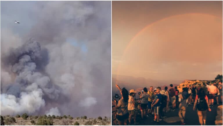 Turiști înlăturați din Marele Canion din cauza unui incendiu devastator generat de un fulger. Atenție la căldură: temperaturi de peste 46°C la umbră în North Rim.