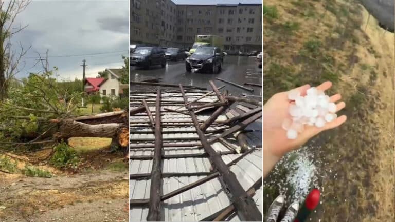 Furtuni devastatoare în jumătate de țară: intervenții ale pompierilor în 19 județe, case și mașini afectate de vântul puternic.