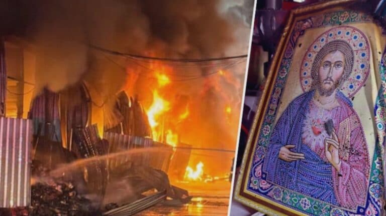 Icoana lui Iisus Hristos, neatinsă de flăcările devastatoare de la Dragonul Roșu, stârnește uimirea credincioșilor ca o adevărată minune