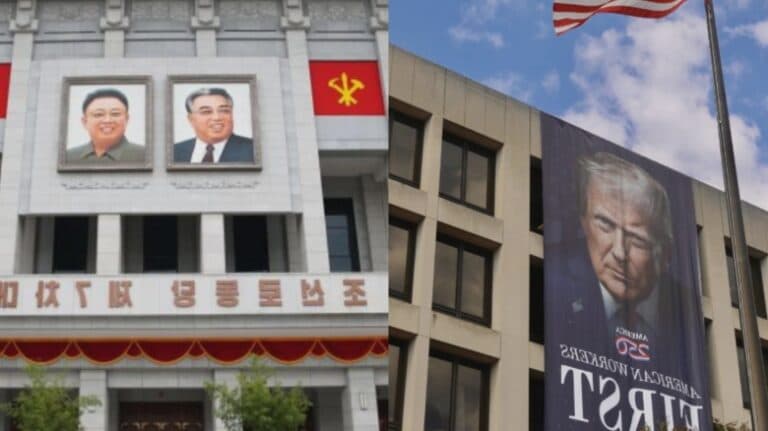 Trump a afișat un portret gigantic pe o clădire publică, stârnind furia democraților: „Mulțumim, marele nostru lider!”
