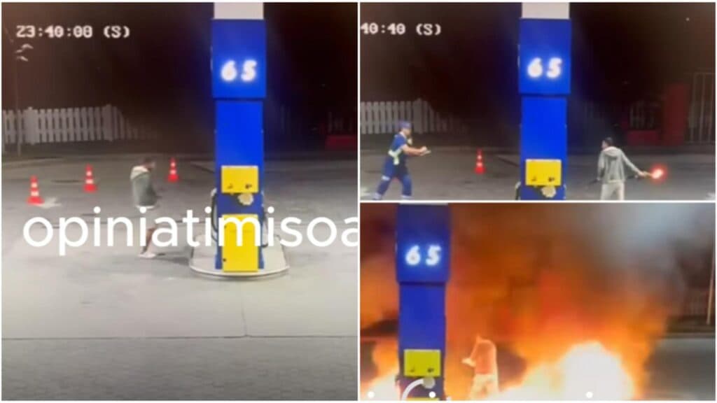 Timișoara în alertă: un bărbat beat a incendiat o stație de alimentare și a amenințat cu gesturi extreme