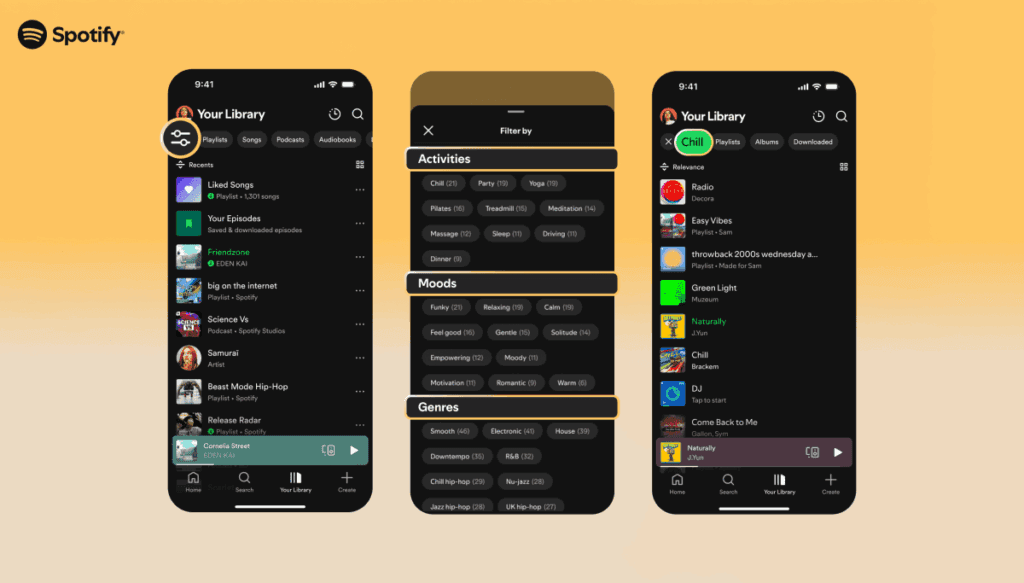 Noile „filtre inteligente” de la Spotify îți permit să explorezi biblioteca în funcție de activitate, gen sau stare de spirit