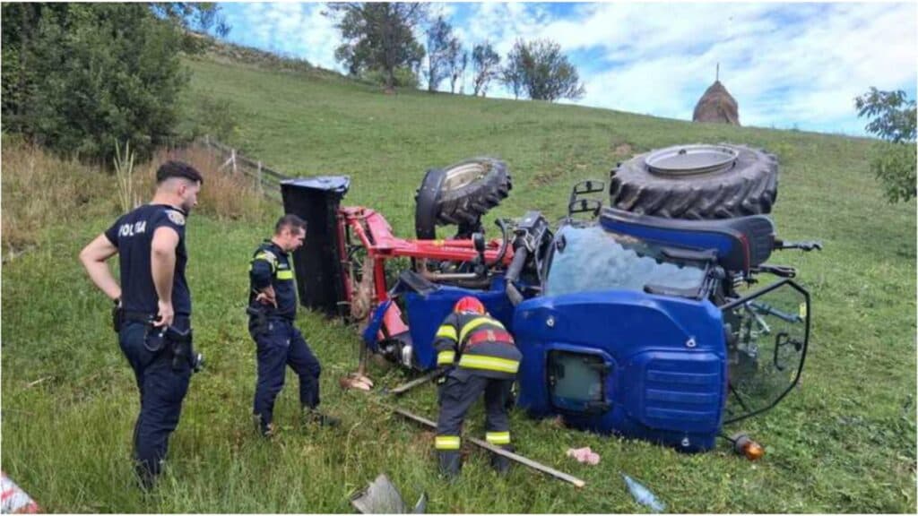 Tânăr de 25 de ani, în stare critică, după ce a fost prins sub un tractor; intervenția elicopterului SMURD a fost solicitată