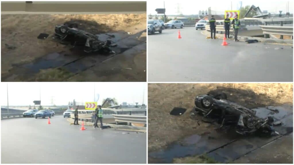 Accident devastator pe centura Bucureștiului: două vieți pierdute când vehiculul a plonjat de pe un pod și s-a aprins în flăcări