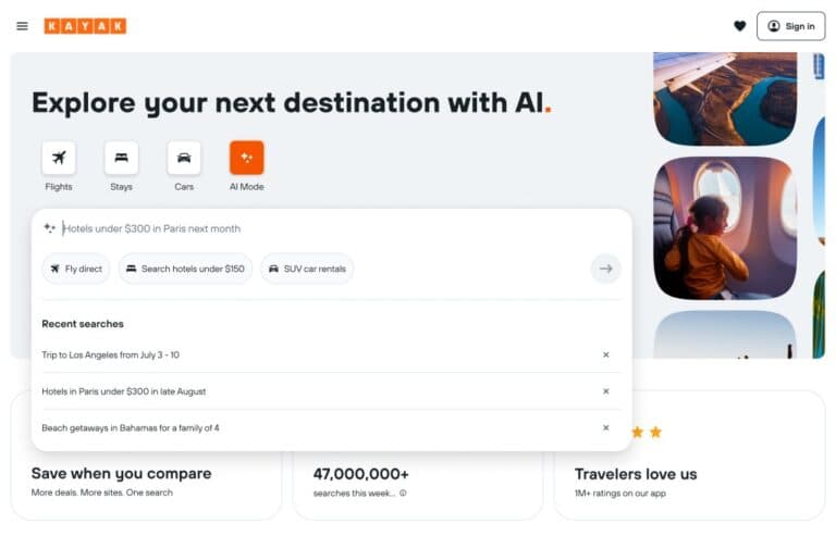 Kayak introduce un nou mod AI pentru întrebări legate de călătorie, căutări și rezervări