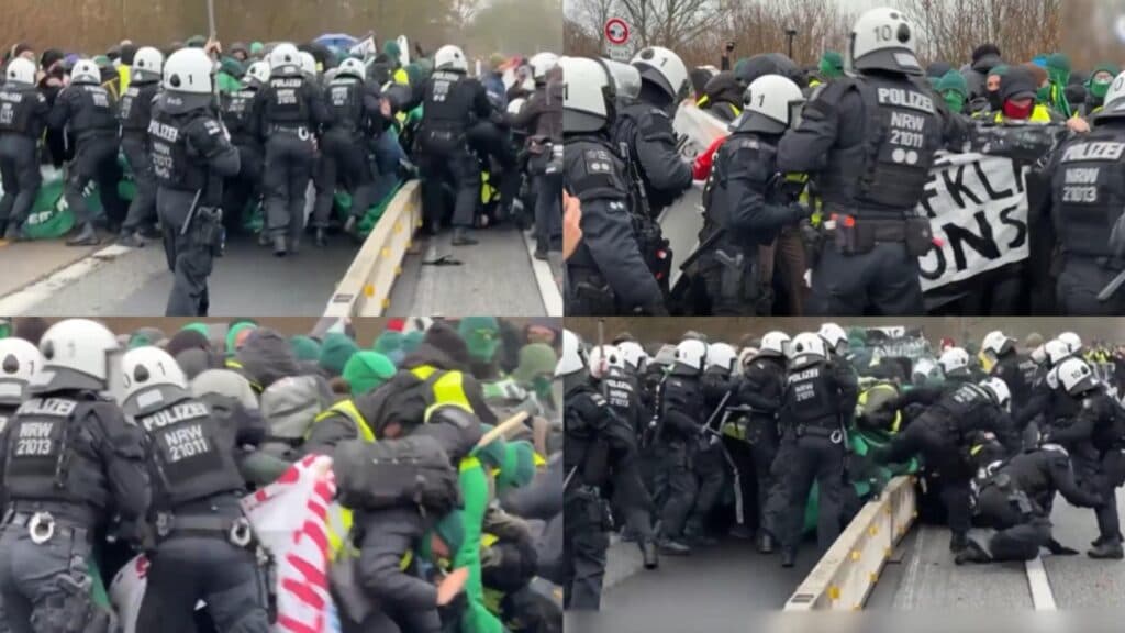 Ciocniri intense între protestatari și jandarmi în Germania – sute de persoane implicate