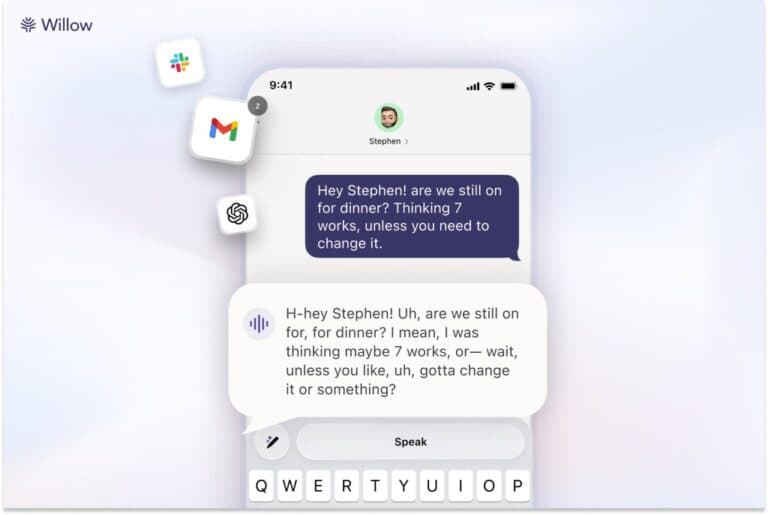 Cu ajutorul tastaturii vocale Willow, poți scrie în toate aplicațiile iOS și poți edita cu ușurință ceea ce ai spus