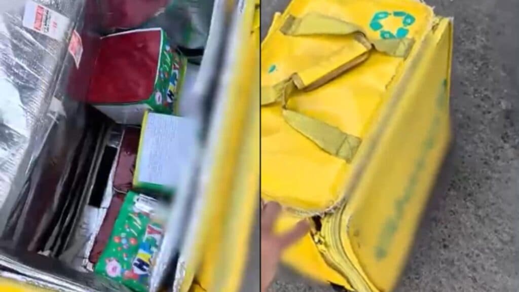 Descoperire surprinzătoare în București, chiar înainte de Revelion: Jandarmii au descoperit materiale pirotehnice ascunse într-o geantă de livrare a alimentelor