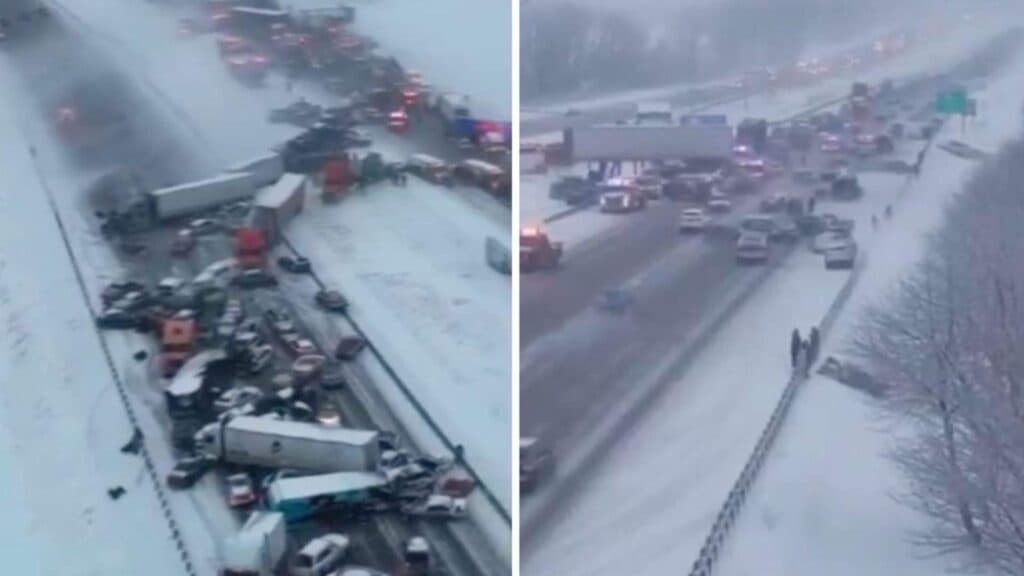 Coliziune spectaculoasă pe autostrada din Indiana: 45 de mașini s-au adunat într-un carambol colosal