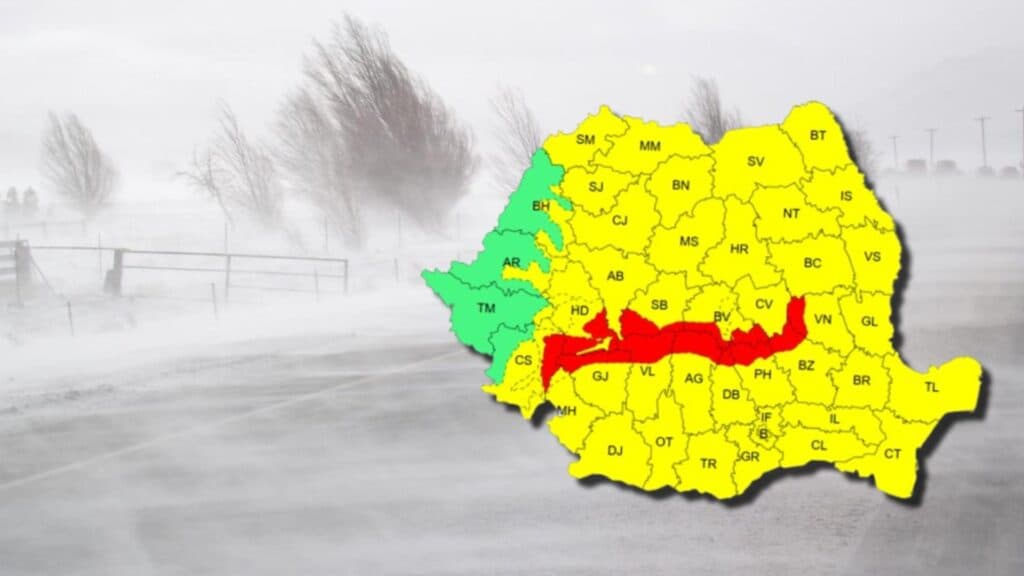 Furia zăpezii lovește România! Alertă COD ROȘU de viscol în diverse regiuni – HARTA