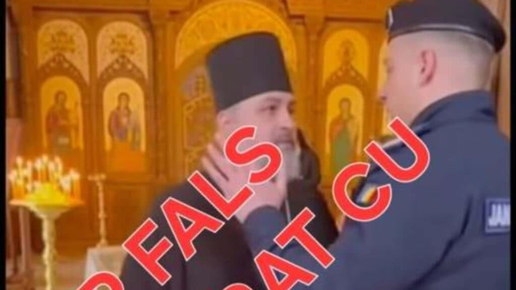 Dezvăluiri surprinzătoare! MAI clarifică situația unui preot și a unui jandarm într-o biserică: imaginile sunt create de inteligența artificială