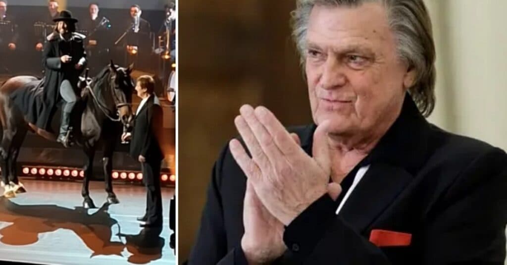 Mihai Bendeac, momentul de neuitat al serii la aniversarea lui Florin Piersic. Actorul a făcut o intrare spectaculoasă pe un cal, stârnind râsete în rândul publicului
