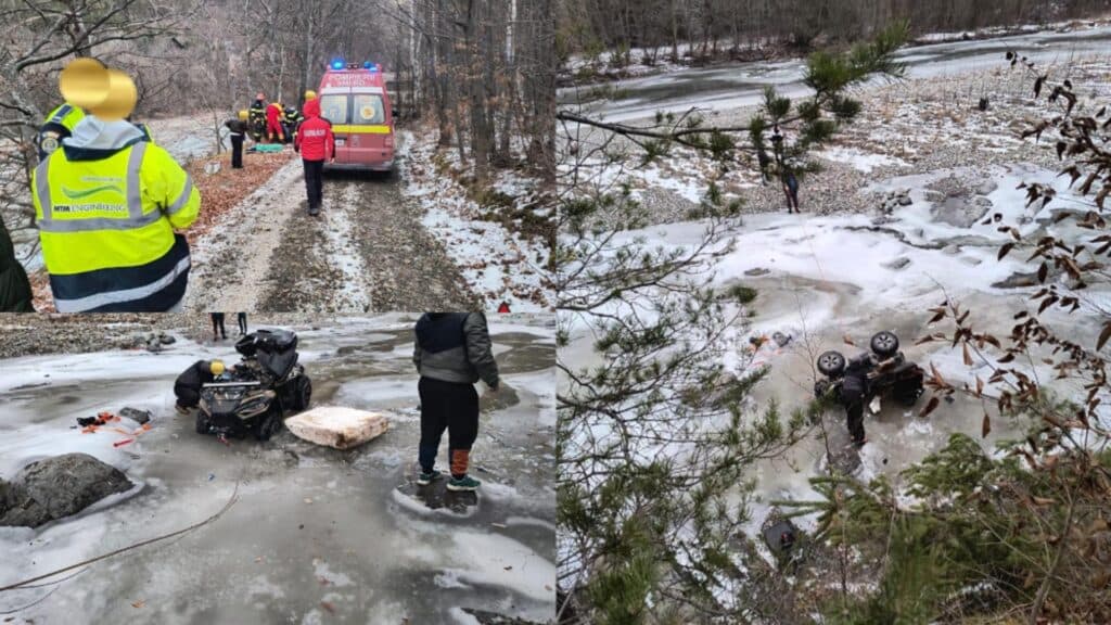 Aventura riscantă în Munții Vrancei: Două persoane rănite în urma unei căderi cu ATV-ul în râul Putna