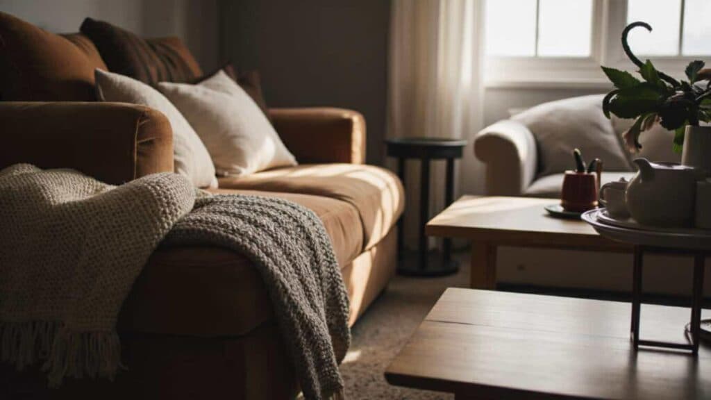 Mobilier de living care creează o atmosferă caldă și primitoare