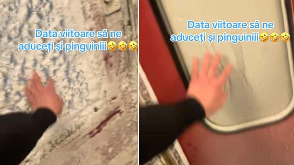 Imagini surprinzătoare dintr-un tren românesc: zăpada pătrunde în vagoane, iar călătorii se plâng de frigul insuportabil din mijlocul de transport