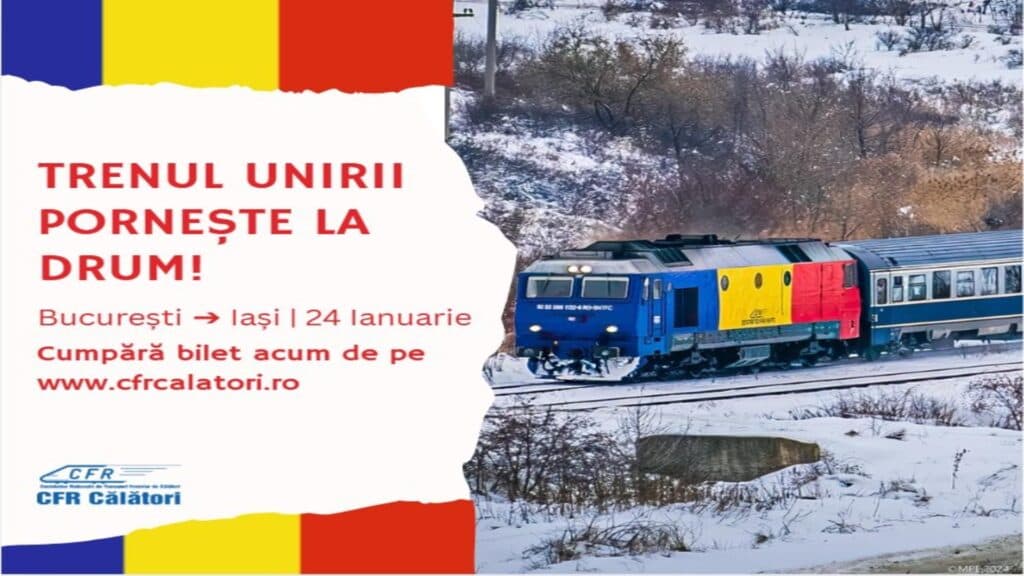 „Trenul Unirii” pornește sâmbătă din București către Iași, o călătorie de sărbătoare cu bilet necesar