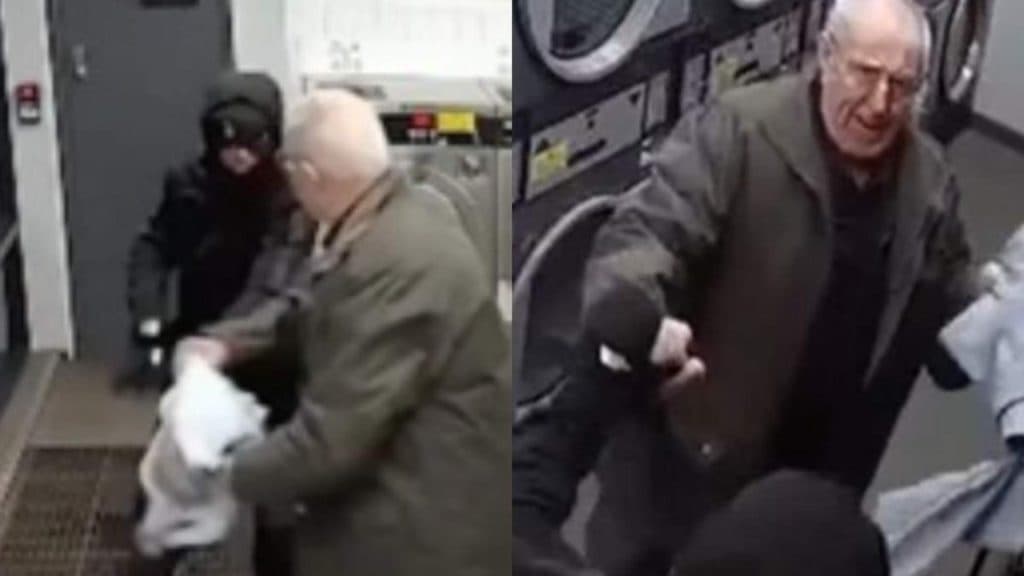 Scene incredibile într-o spălătorie: un bunic de 80 de ani l-a alungat pe hoț cu o pereche de blugi
