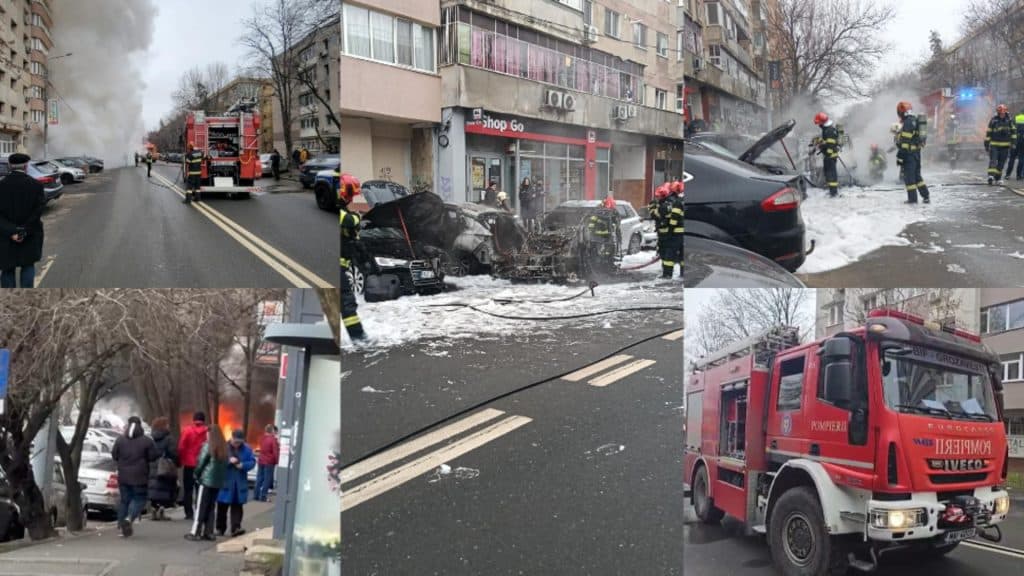 Flăcări devastatoare în București: mai multe automobile în flăcări, o victimă decedată și o persoană rănită