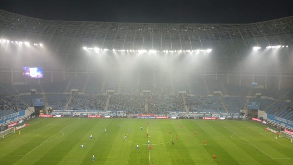 Universitatea Craiova și Oțelul Galați încep partida fără goluri. Bancu creează prima oportunitate de atac