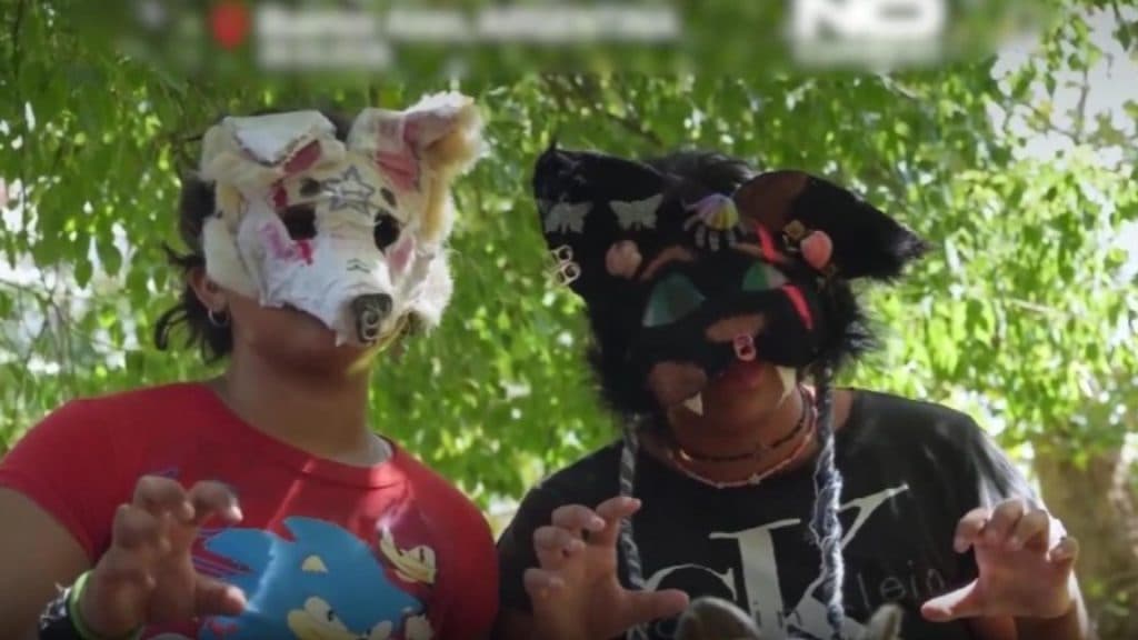 Tineri costumați în animale străbat orașul în patru labe, îmbrățișând identitatea pisicilor, câinilor și vulpilor
