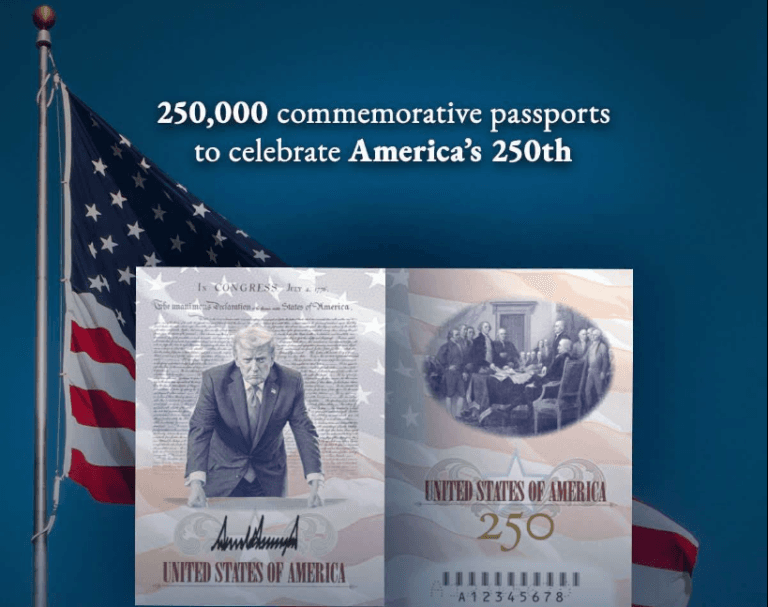 Pașaport american în ediție limitată cu imaginea lui Trump