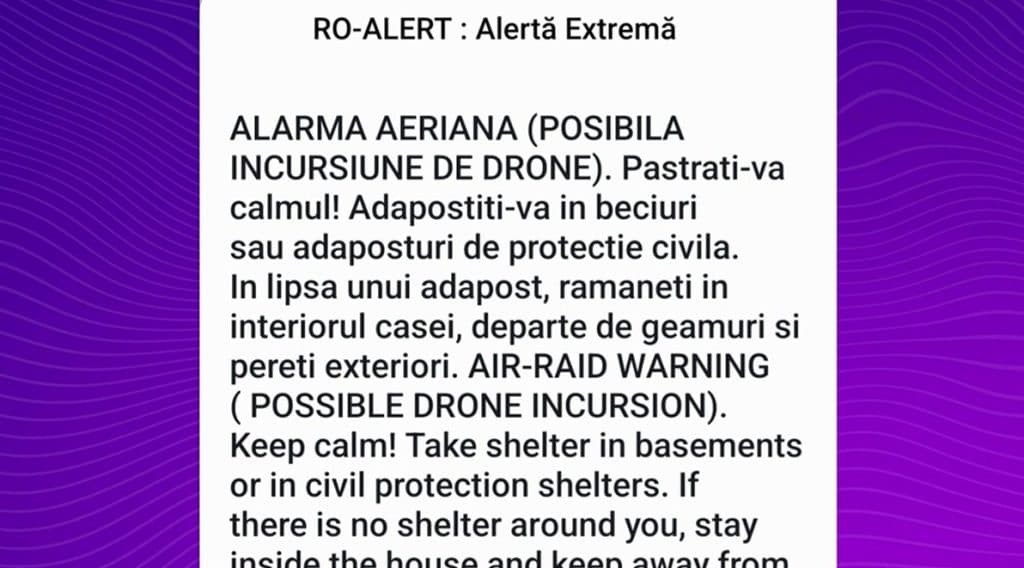 Alerta de drone în estul României a fost ridicată; Aeroporturile din Iași și Suceava, temporar închise